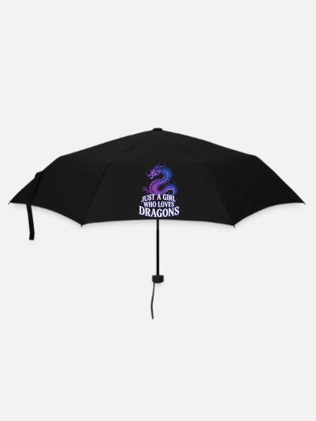 Drachenliebe: Girl liebt Drachen - Regenschirm (klein) - Schwarz