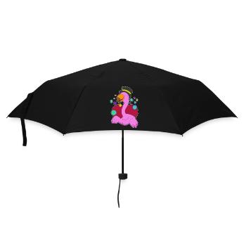 Lustiger Flamingo - Regenschirm (klein) - Schwarz - Vorne