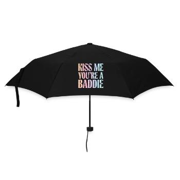 Küss mich du Baddie. - Regenschirm (klein) - Schwarz - Vorne