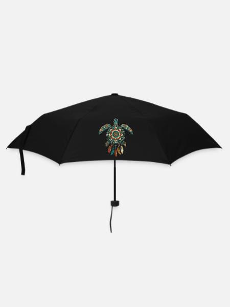 Meeresschildkröten-Mandala Traumfänger-Boho - Regenschirm (klein) - Schwarz