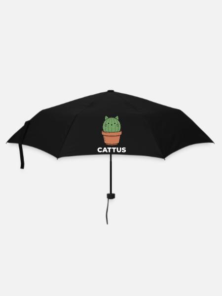 Kaktuskatze im Topf - Regenschirm (klein) - Schwarz