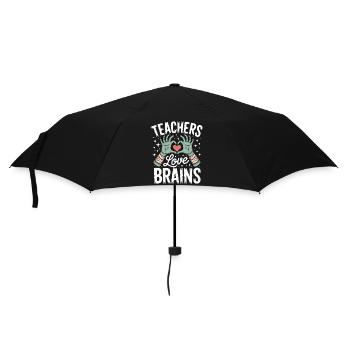 Lehrer lieben Brains Funny Halloween Teaching Gift - Regenschirm (klein) - Schwarz - Vorne