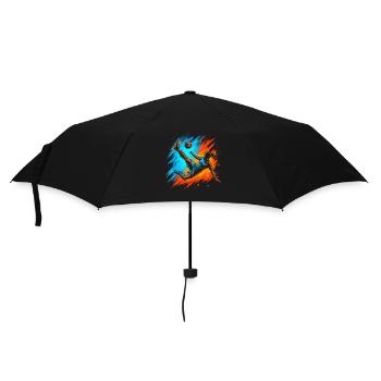 Fußballerin Fußballspielerin Kinder Damen Fußball  - Regenschirm (klein) - Schwarz - Vorne
