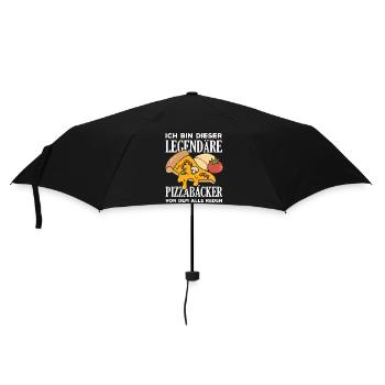 Legendärer Pizzabäcker Pizza Spruch - Regenschirm (klein) - Schwarz - Vorne
