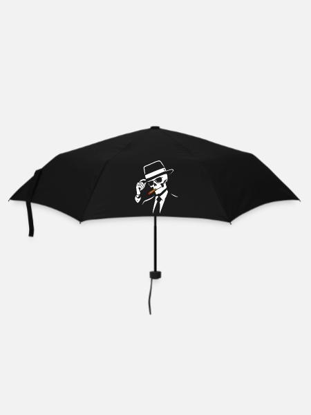 Noir-Skelett mit Fedora und Zigarre - Regenschirm (klein) - Schwarz