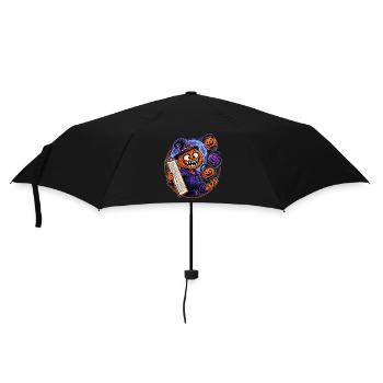 Kürbiszauberer mit Clipboard - Regenschirm (klein) - Schwarz - Vorne
