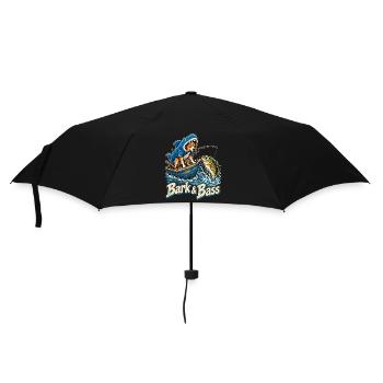 Bark & Bass Hund im Hai-Kostüm beim Angeln - Regenschirm (klein) - Schwarz - Vorne