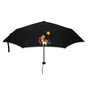 Einhorn Blumen Kinder märchenhaft Fantasie Sonne - Regenschirm (klein) - Schwarz - Vorne