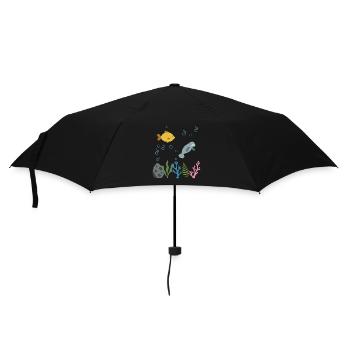 Fisch Unterwasser Kinder Seekuh Meeresleben - Regenschirm (klein) - Schwarz - Vorne