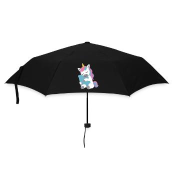 Einhorn fantasievoll Fabelwesen Design Kissen - Regenschirm (klein) - Schwarz - Vorne