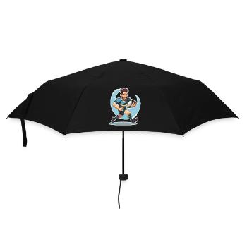 Rugbyspieler - Regenschirm (klein) - Schwarz - Vorne