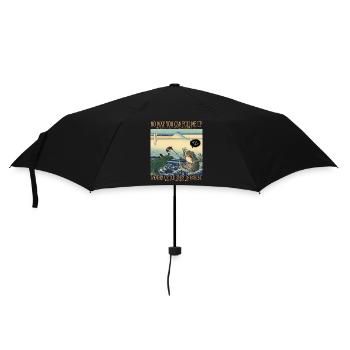 Hokusai Giant Frog Japanese Ukiyo-e Parody Art - Regenschirm (klein) - Schwarz - Vorne