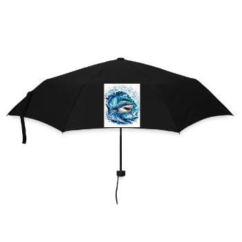 Hai in gewaltiger Welle - Regenschirm (klein) - Schwarz - Vorne