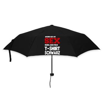 An Sex denken Erotik Sprüche Fun Lustig - Regenschirm (klein) - Schwarz - Vorne