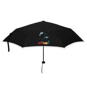 Delfin Unterwasser Kinder Hai - Regenschirm (klein) - Schwarz - Vorne