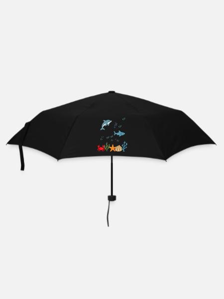 Delfin Unterwasser Kinder Hai - Regenschirm (klein) - Schwarz