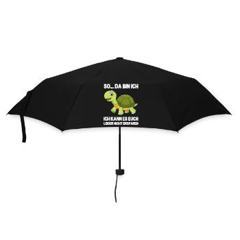 So da bin ich lustige Schildkröte Spruch - Regenschirm (klein) - Schwarz - Vorne