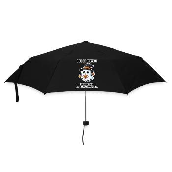 Dekorationshexe – lustiger Halloween-Hexengruppen-Kürbis - Regenschirm (klein) - Schwarz - Vorne