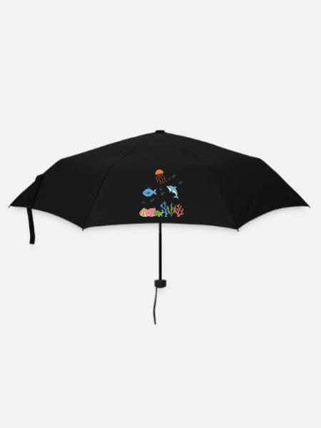 Qualle Unterwasser Kinder Fisch Delfin - Regenschirm (klein) - Schwarz