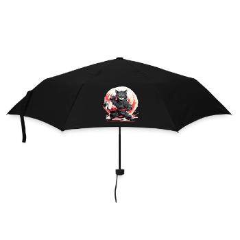 Japanische Katze Samurai Style für Katzen Fans - Regenschirm (klein) - Schwarz - Vorne