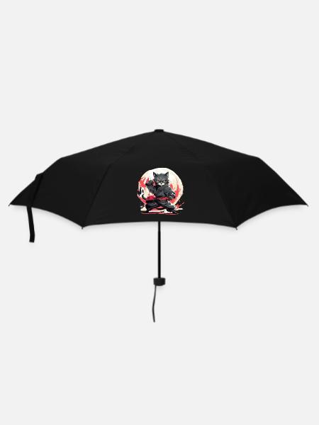 Japanische Katze Samurai Style für Katzen Fans - Regenschirm (klein) - Schwarz