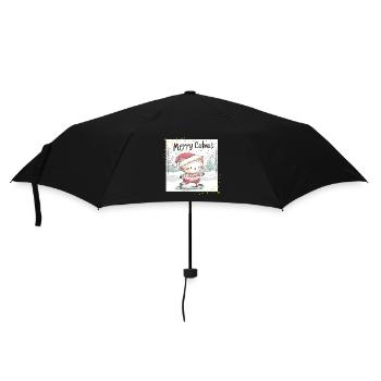 Christmas Cat Merry Catmas Winter Snow Sweet - Umbrella (small) - black - Front