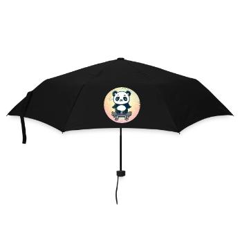 Skateboard panda in sunset - Umbrella (small) - black - Front