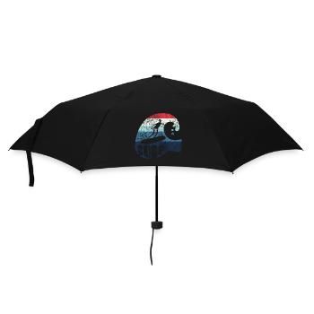 Welle - Surfer - Surf - Geschenk - Regenschirm (klein) - Schwarz - Vorne