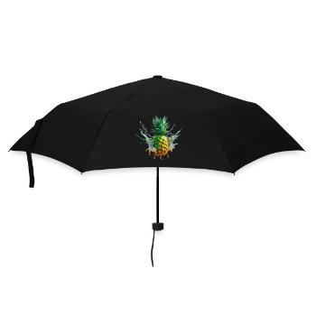 Farbenfrohe Ananas - Regenschirm (klein) - Schwarz - Vorne