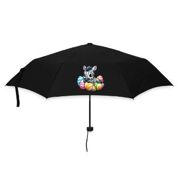 Süßes Osterzebra mit Ei Cartoon - Regenschirm (klein) - Schwarz - Vorne