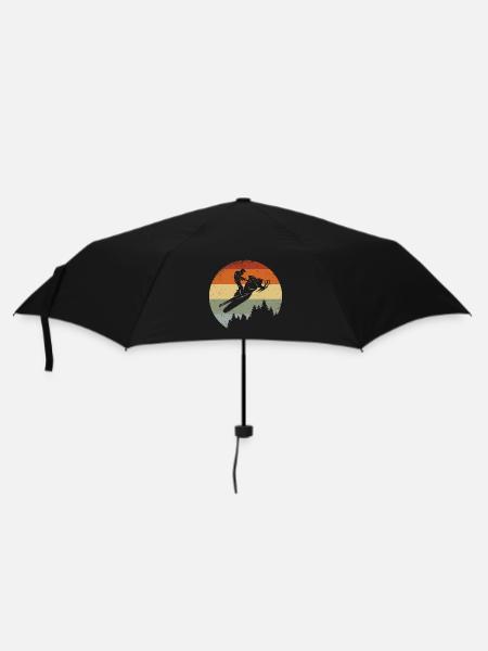 Retro Schneemobil fahren - Regenschirm (klein) - Schwarz