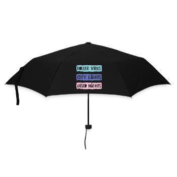 Rollerskater Party Retro Feels Of Disco Night Gift - Regenschirm (klein) - Schwarz - Vorne