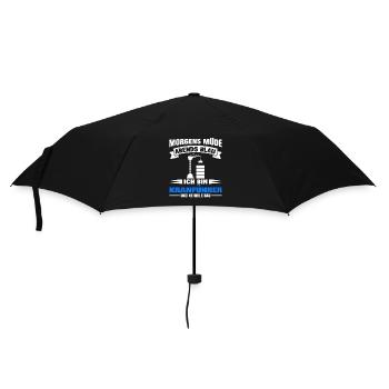 Morgens Müde Abends Blau Kranführer - Regenschirm (klein) - Schwarz - Vorne