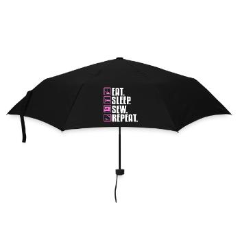 Eat Sleep Sew Repeat - Regenschirm (klein) - Schwarz - Vorne