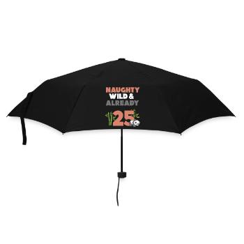 Geschenk 25 Jahre Geburtstag Panda - Regenschirm (klein) - Schwarz - Vorne