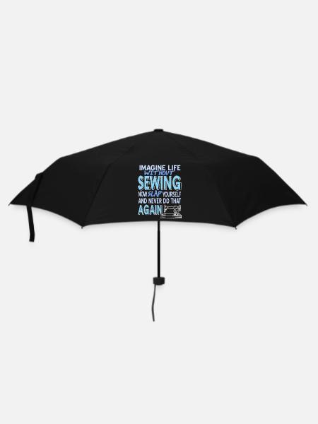 Imagine Life without SEWING - Regenschirm (klein) - Schwarz