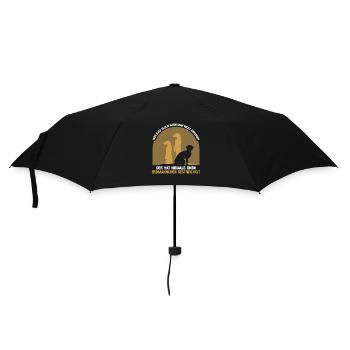 Wer sagt Glück kann man nicht anfassen Erdmännchen - Regenschirm (klein) - Schwarz - Vorne