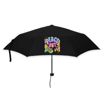 Peace-Out, peace symbol peace sign, 70s - Umbrella (small) - black - Front