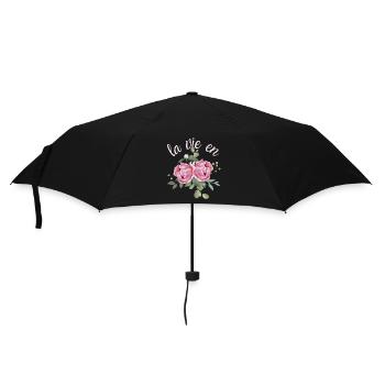 Vintage-Stil Pfingstrosen Aquarell lustiger Spruch - Regenschirm (klein) - Schwarz - Vorne