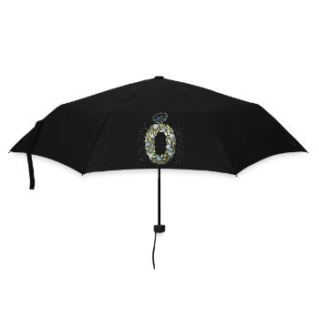 Monogramm Buchstabe O mit Krone, florales Ornament - Regenschirm (klein) - Schwarz - Vorne