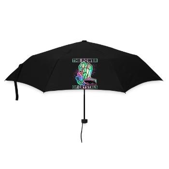 Crystals, Magic Crystals Saying Crystal-Power - Umbrella (small) - black - Front