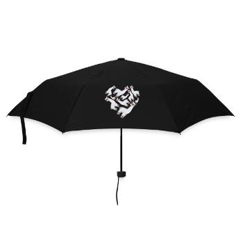 Herz Alpaka - Regenschirm (klein) - Schwarz - Vorne