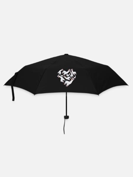 Herz Alpaka - Regenschirm (klein) - Schwarz