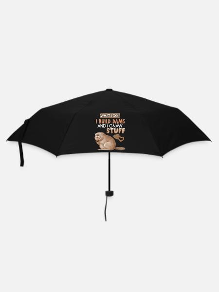 Lustiger-Biber, Biber-Spruch, Wortspiel, Pun - Regenschirm (klein) - Schwarz
