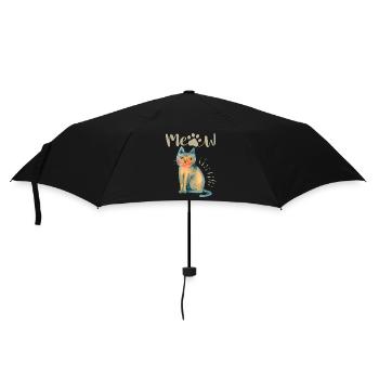 Lustige Katze, Spruch, Meow - Regenschirm (klein) - Schwarz - Vorne