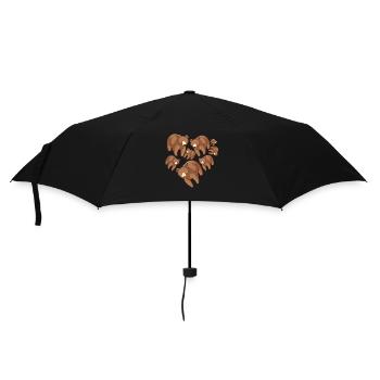 Herz Braunbär - Regenschirm (klein) - Schwarz - Vorne