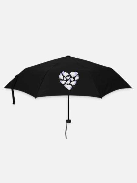 Herz Taube - Regenschirm (klein) - Schwarz