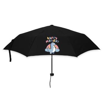 Kawaii Dinosaur Rainbow, Happy-Monday Saying - Umbrella (small) - black - Front