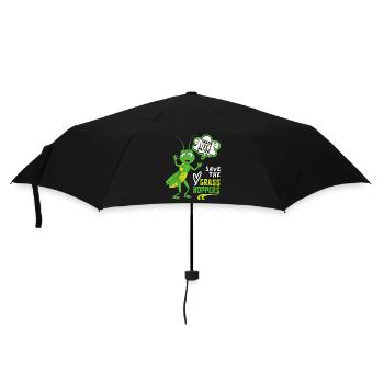 Comic Grashüpfer, lustiger Spruch Heuschrecke - Regenschirm (klein) - Schwarz - Vorne