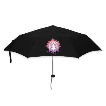 Yoga, Bouddha avec arbre de vie, arbre Bodhi - Parapluie standard - noir - Devant
